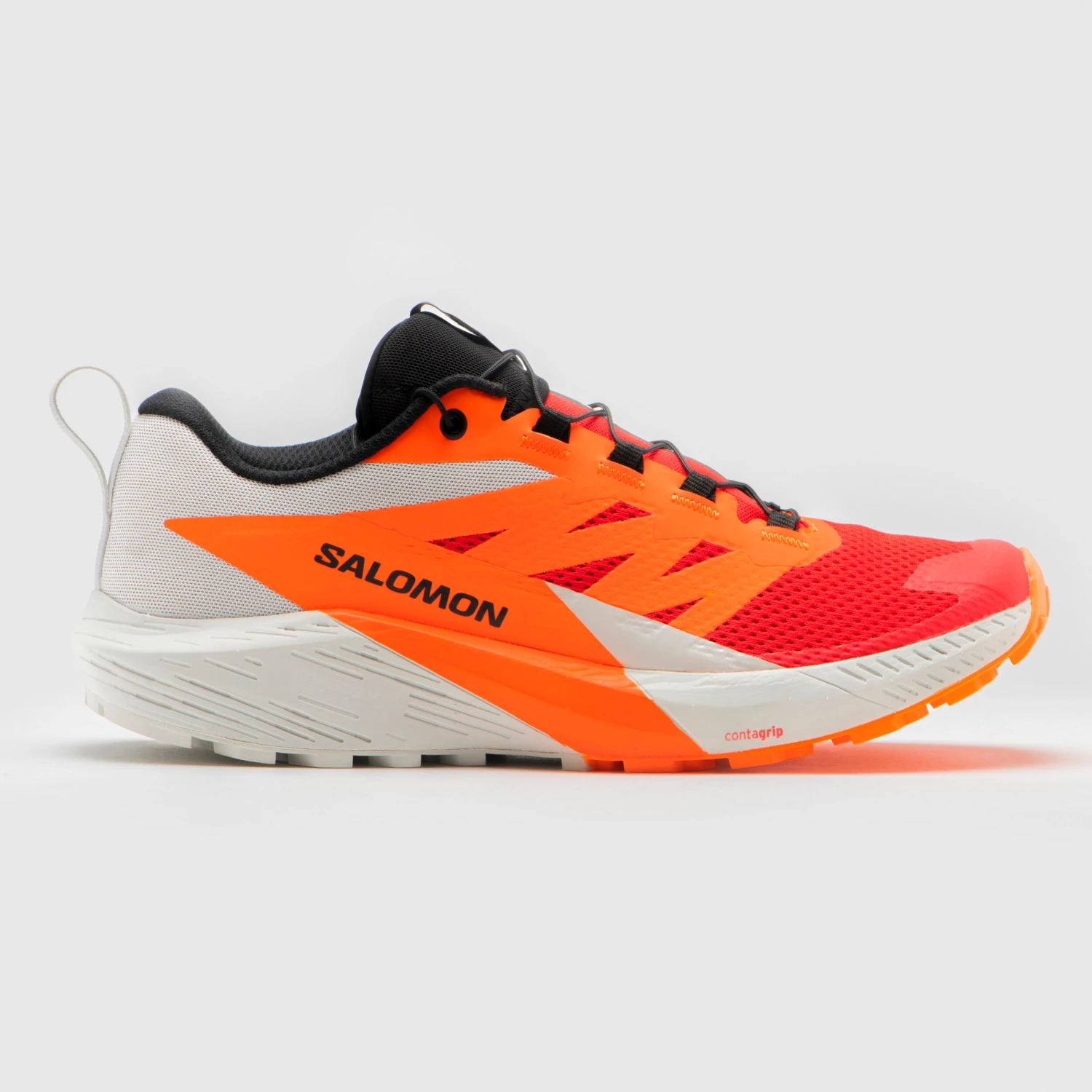 MEN'S SALOMON SENSE RIDE 5 TRAIL RUNNING SHOES - GREY / RED - Image 4