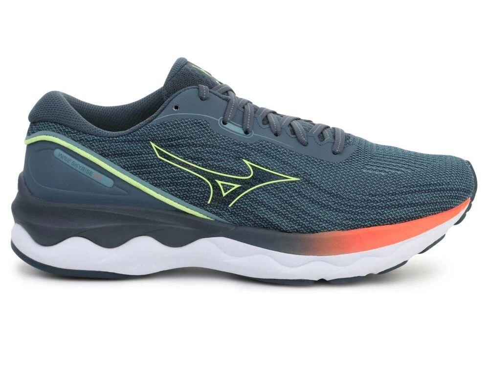 Mizuno Mens Wave Skyrise 3 Running Shoes SmokeB/NLime/NeonFlame - Image 3