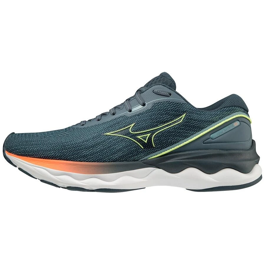 Mizuno Mens Wave Skyrise 3 Running Shoes SmokeB/NLime/NeonFlame - Image 6