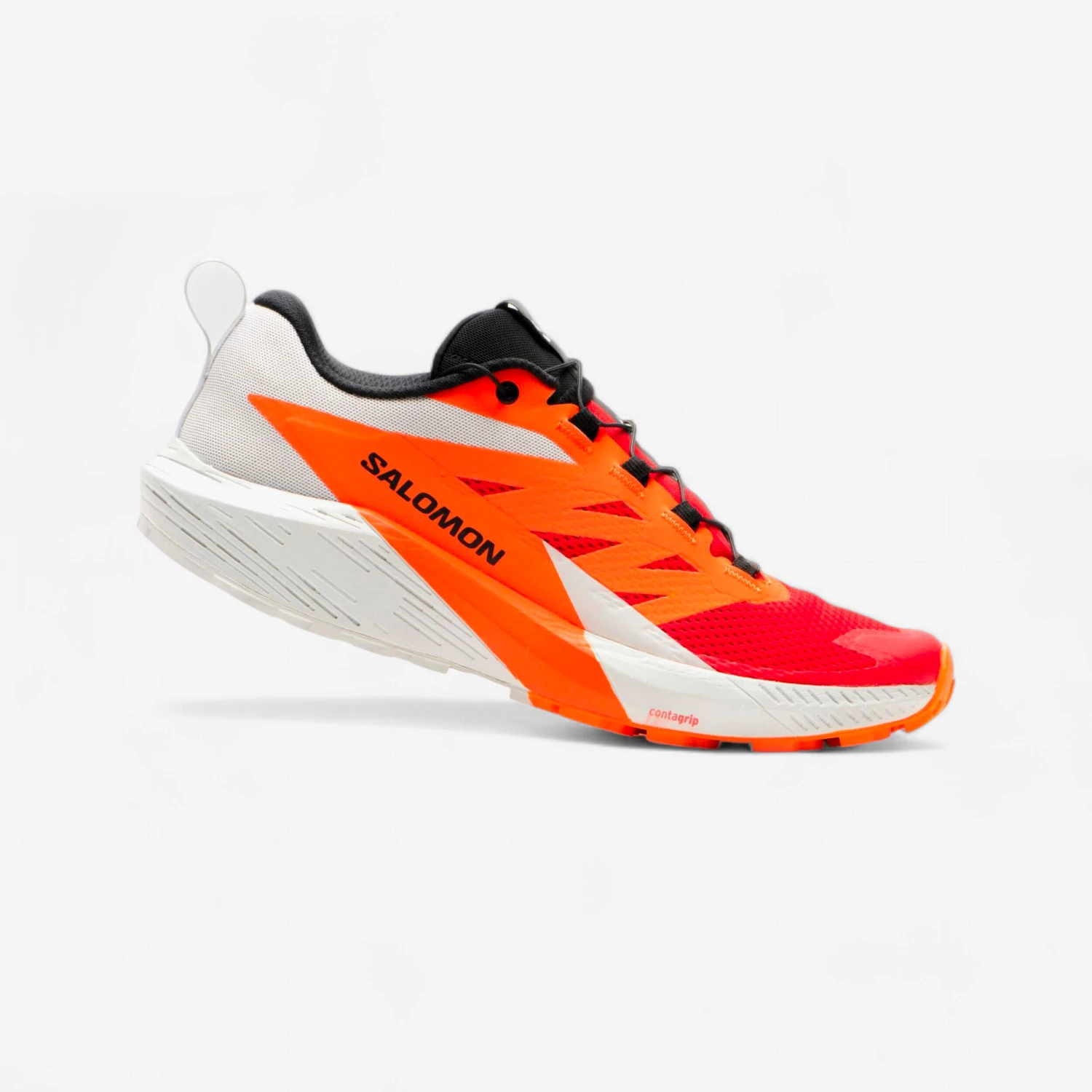 MEN'S SALOMON SENSE RIDE 5 TRAIL RUNNING SHOES - GREY / RED